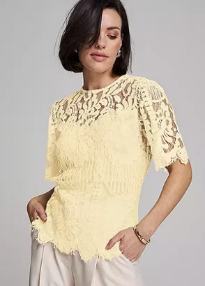 Kaleidoscope Lemon Lace Shell Top