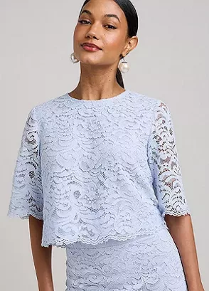 Kaleidoscope Soft Blue Lace Top