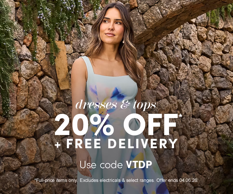 Dresses & tops. 20% off plus free delivery. Use code XXXX.