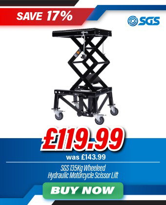 SGS 135Kg Hydraulic Scissor Motorcycle Lift with Wheels