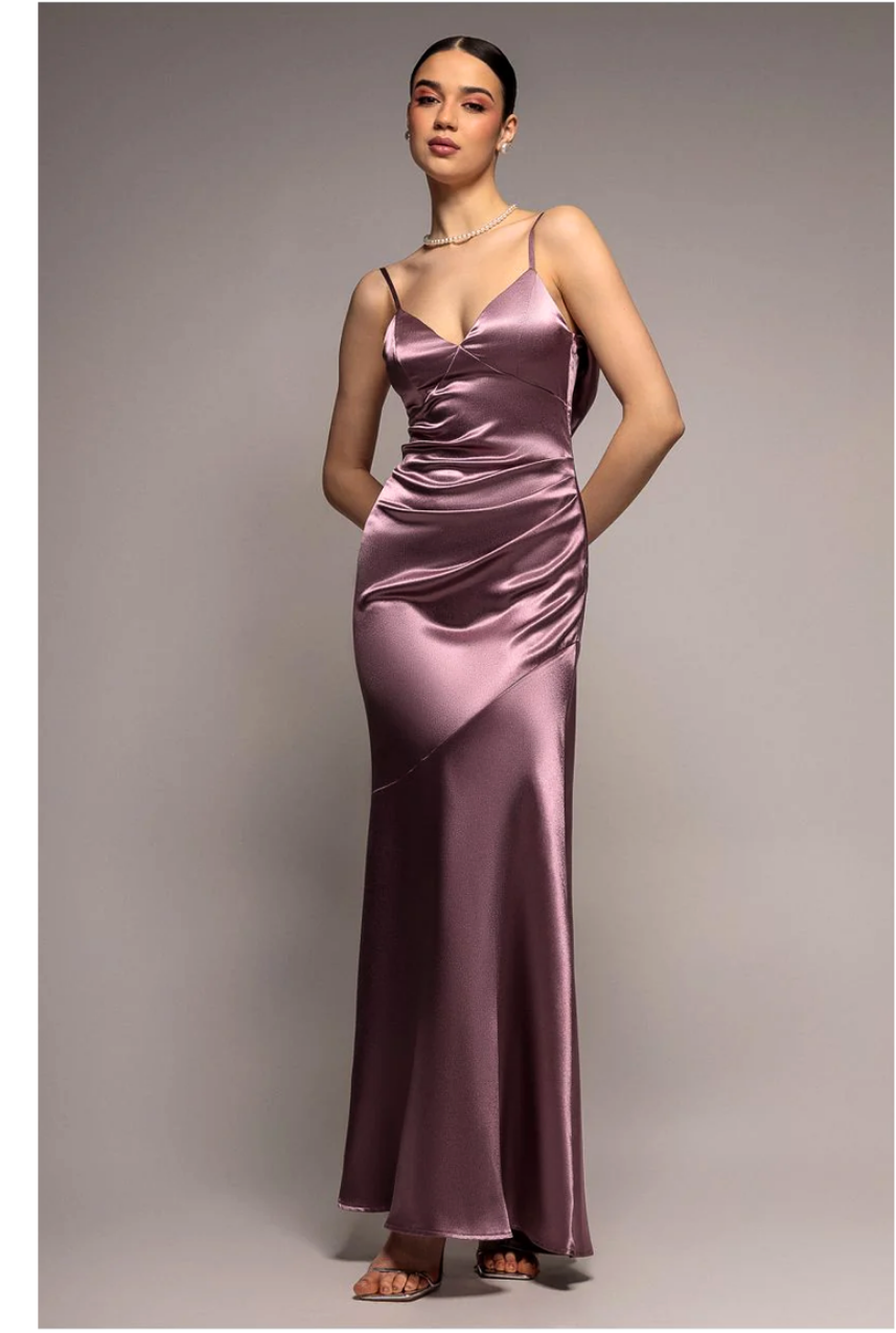 Cowl Back Satin Maxi Dress - Rosepink by Goddiva
