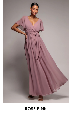 Chiffon Flutter Sleeve Wrap Maxi Dress