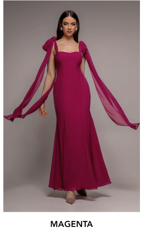 Multiway Cape Chiffon Sweetheart Maxi Dress - Magenta by Goddiva