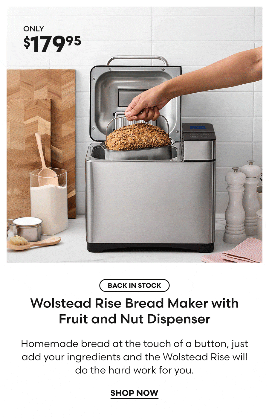 Wolstead Rise Bread Maker with Fruit and Nut Dispenser