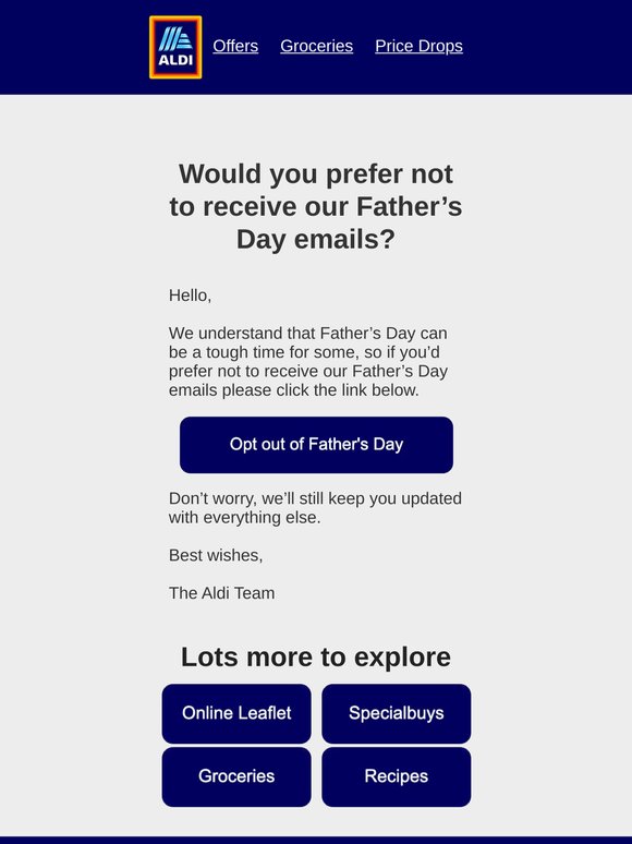 Want to opt out of our Father's Day emails?
