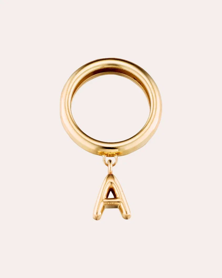 14k Gold Puffy Initial Ring