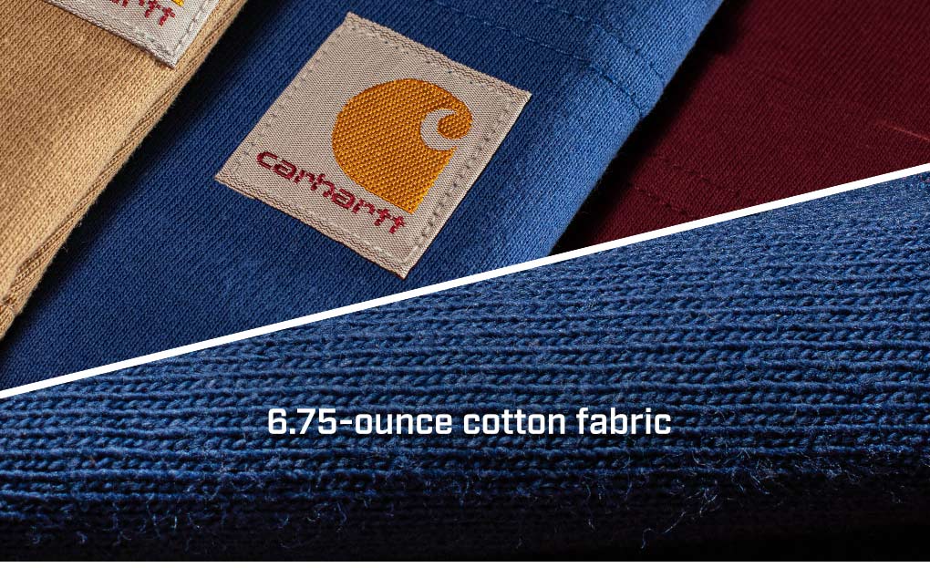 Carhartt K87 Tees stacked on top of one another. 