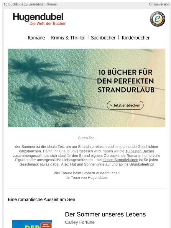 10 Bücher für den perfekten Strandurlaub 🏖️