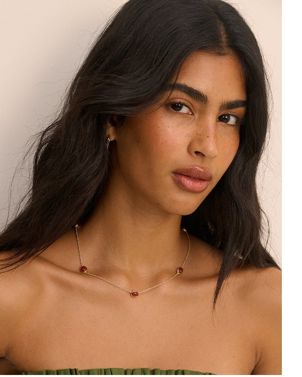 Red Stone Gold Plated Necklace