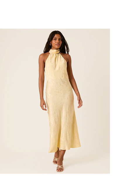 Butter Yellow Floral Jacquard Fifi Maxi Dress