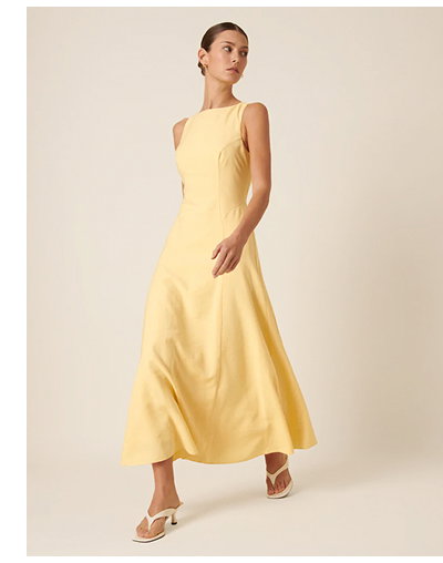 Butter Yellow Reign Midi Dress