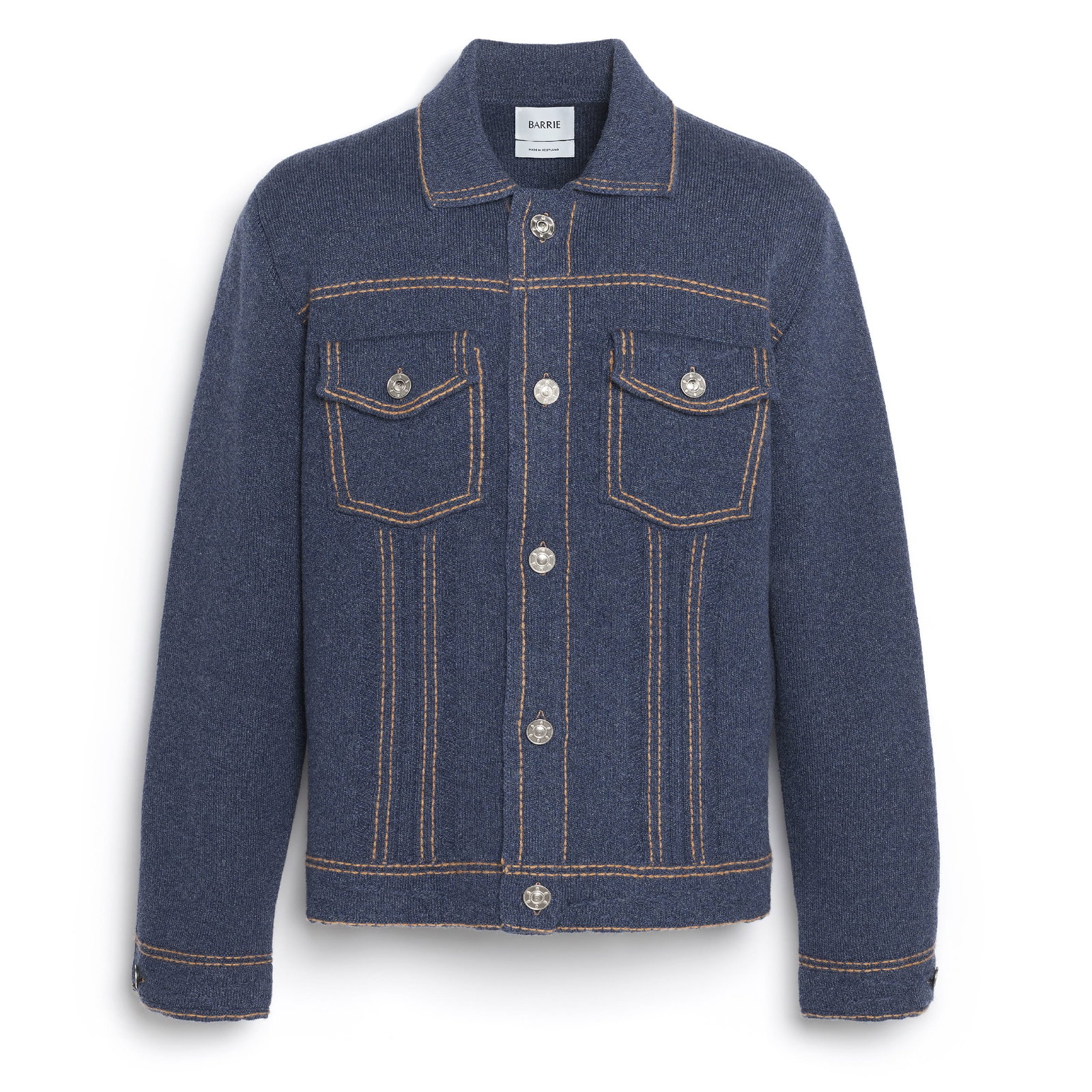 Image of Veste Denim ajustée en cachemire et coton