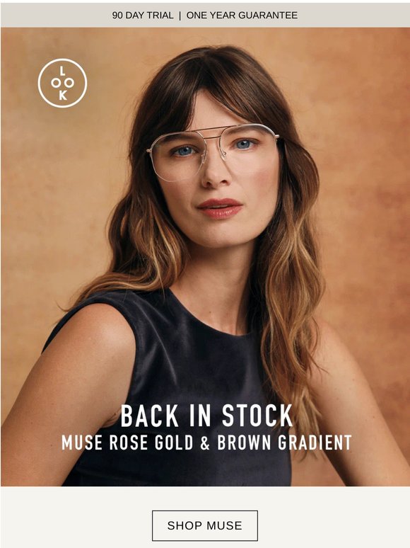 Back in Stock: Muse in Shiny Rose Gold Brown Gradient Tint and Rose Gold