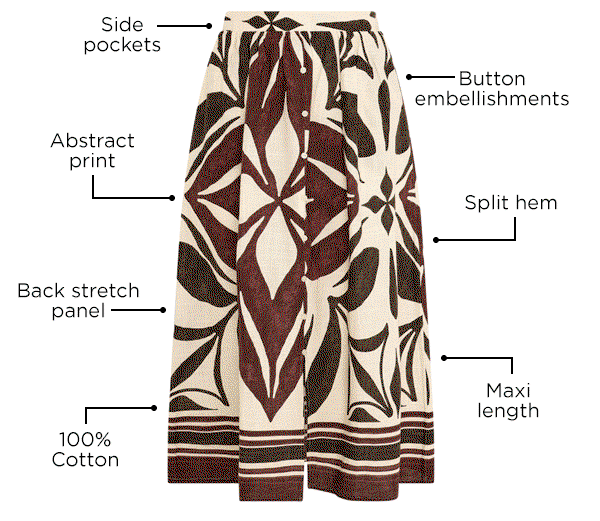 EVANS Curve Cream & Brown Abstract Print Cotton Skirt