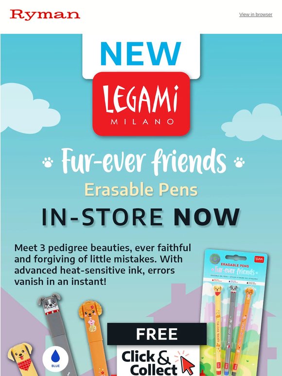 Legami Fur-Ever Friends Erasable Pens 🐾