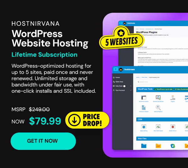 Hostnirvana WordPress Website Hosting: Lifetime Subscription - 5 Websites