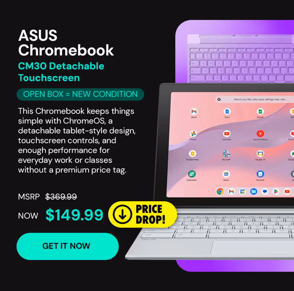 ASUS Chromebook CM30 (2024) Detachable Touchscreen 8GB RAM 128GB eMMC (Refurbished)