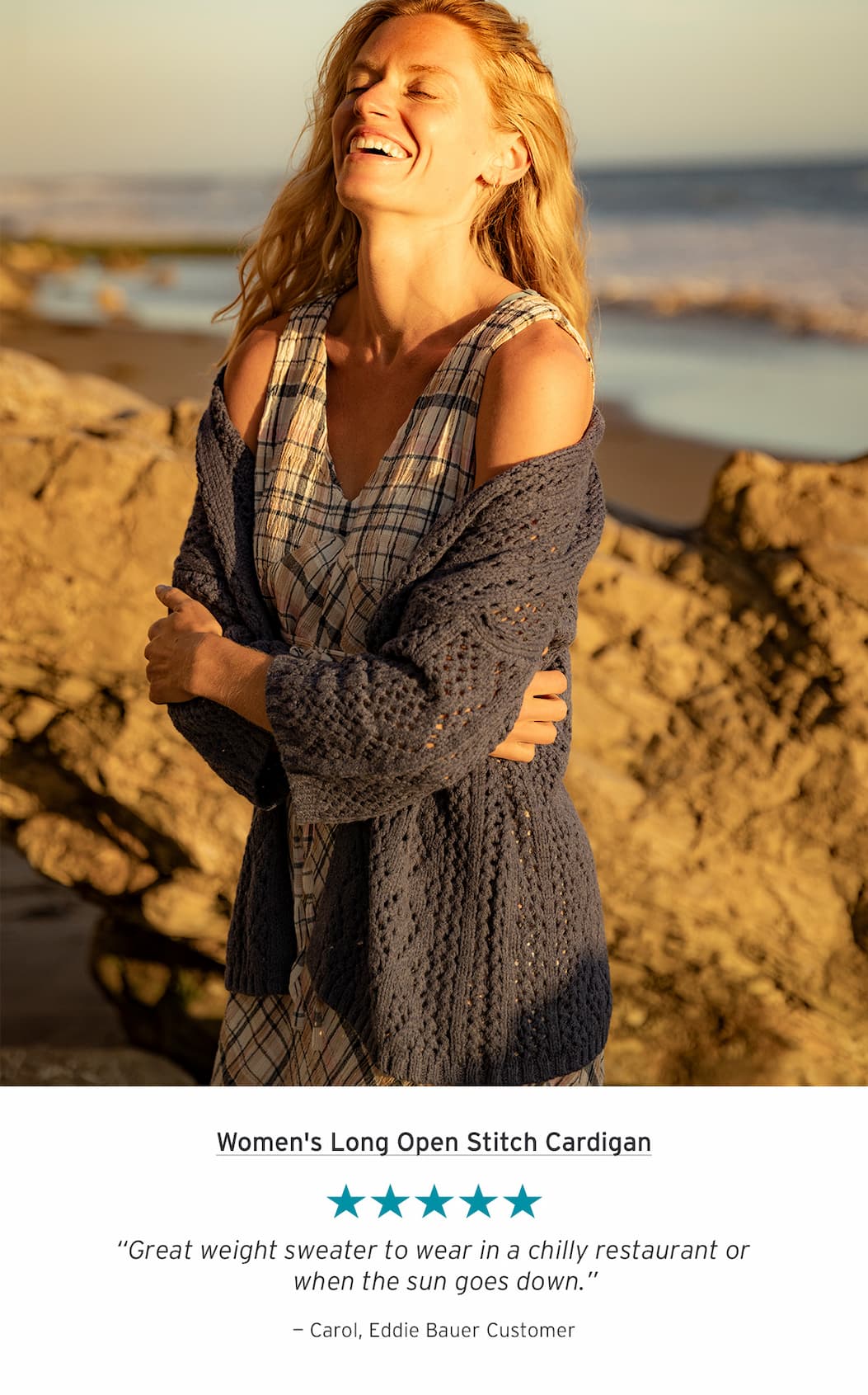 Women's Long Open Stitch Cardigan
