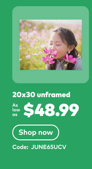 20x30 unframed as low as $48.99. Code: JUNE65UCV.