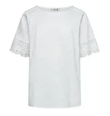 Cotton-rich Broderie Top in White