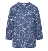 Relaxed Floral Broderie Top in Denim Floral