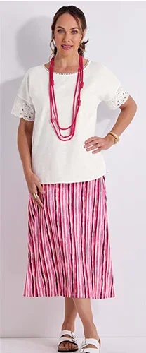Vibrant Pink Lined Jersey Skirt