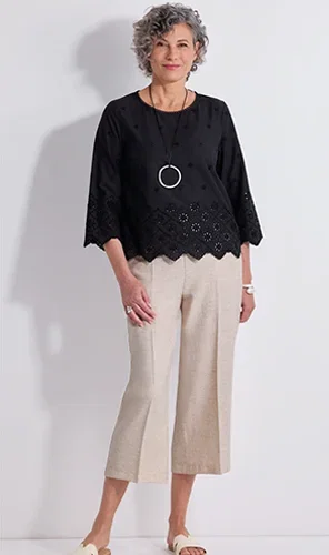 Wide Leg Linen-blend Trousers