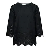 Intricate Broderie Woven Top in Black