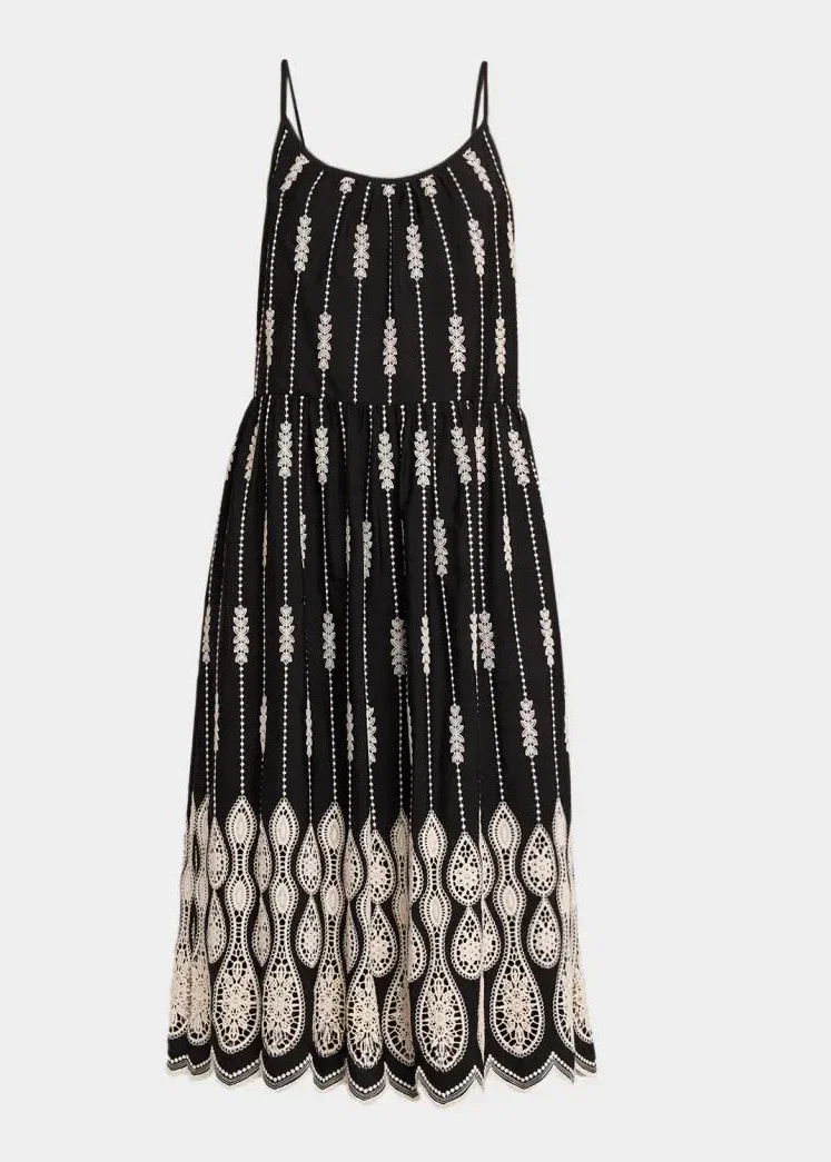 Image of  Sandra Embroidered Midi Dress - Black Lace