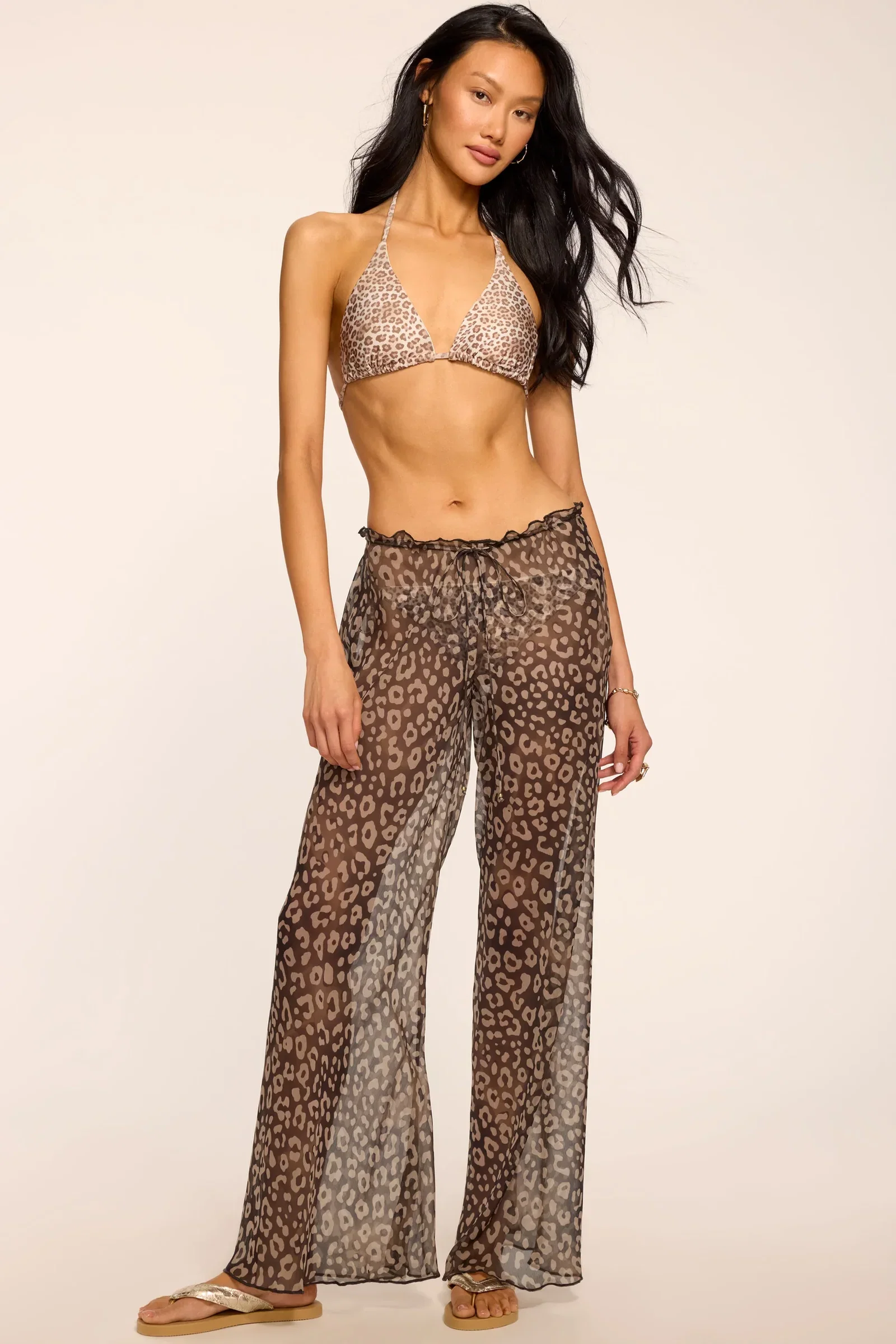 Image of Alayna Printed Coverup Pant - Dark Leopard