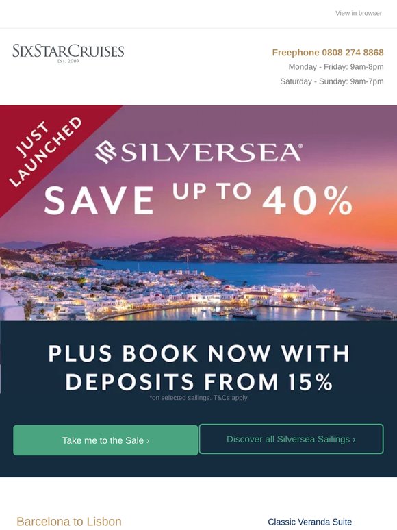 JUST LAUNCHED: Save up to 40% with Silversea!
