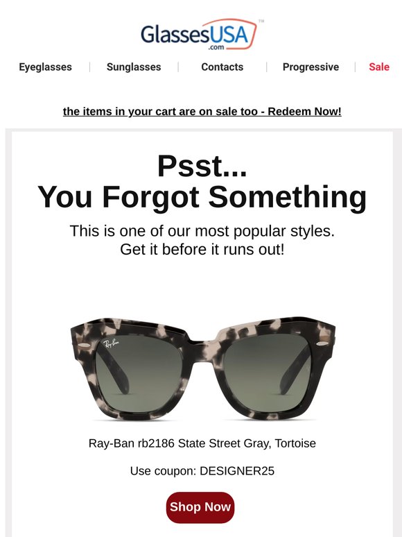 These Ray-Ban frames are selling fast, shop now for 25% off