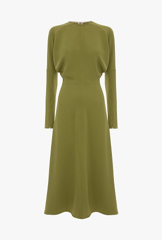 Dolman Midi Dress In Greenfinch