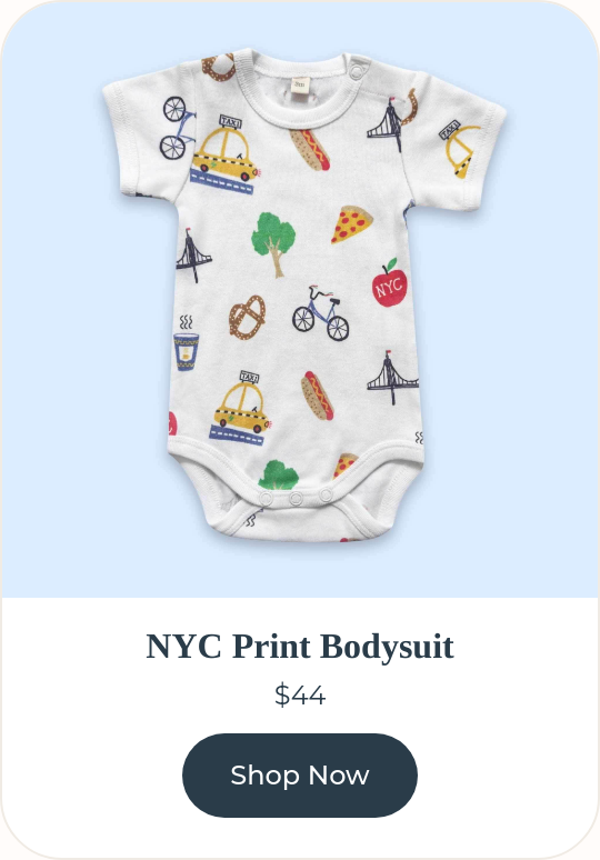 NYC Print Bodysuit — organic short sleeve with city illustrations