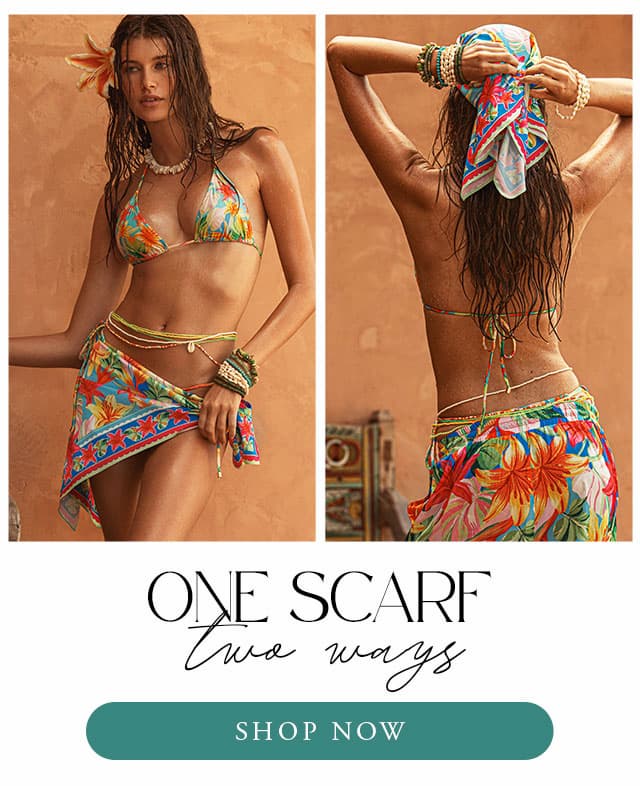 One scarf two ways: head scarf or sarong cover up. Shop now