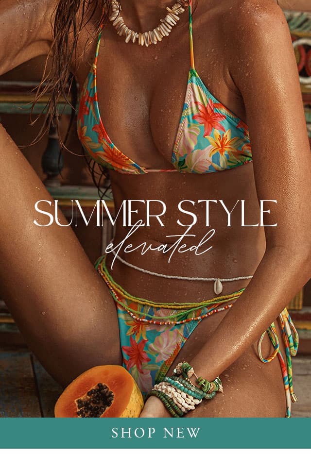Tropical bikini. Summer style elevated. Shop new. 