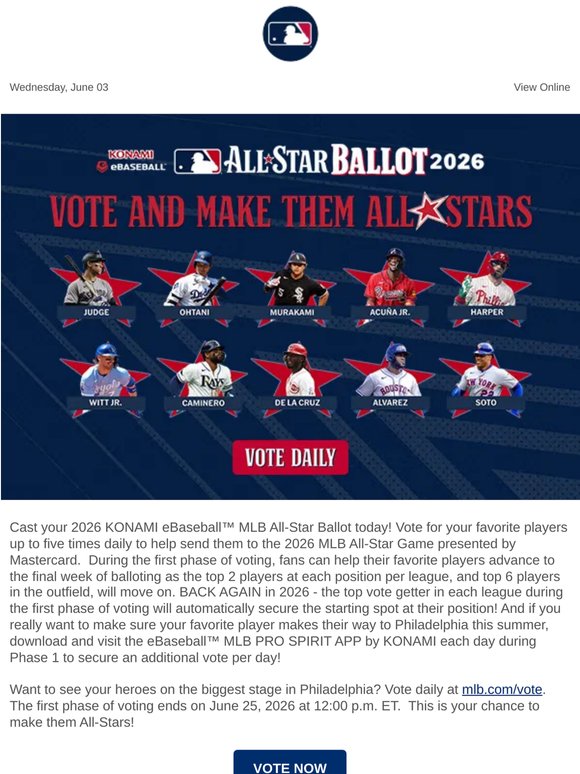 The 2026 KONAMI eBaseball™ MLB All-Star Ballot is Here