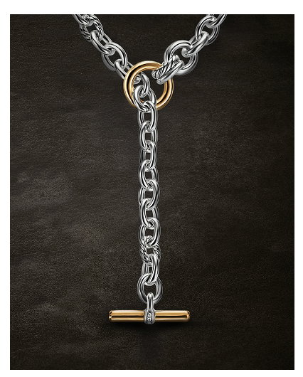 DY Mercer® Double Row Toggle Chain Necklace Sterling Silver with 18K Yellow Gold and Diamonds, 8mm