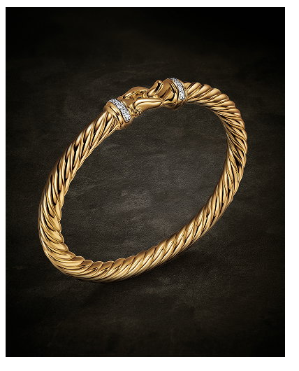 Cablespira® Buckle Bracelet 18K Yellow Gold with Diamonds, 6mm