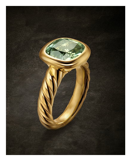 DY Mercer® Color Stone Ring 18K Yellow Gold with Prasiolite, 10mm