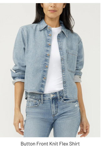 Button Front Knit Flex Shirt