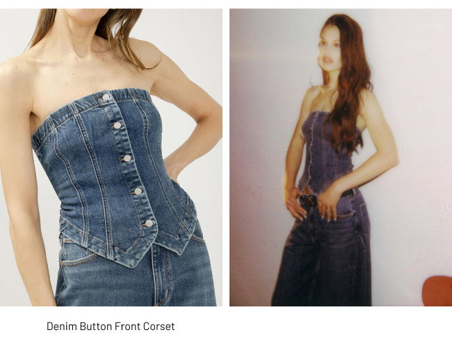 Denim Button Front Corset