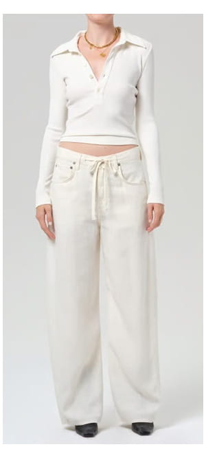 Brynn Drawstring Linen Trouser In Vanilla