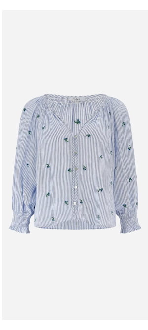Mariah Top In Bluebell Embroidery