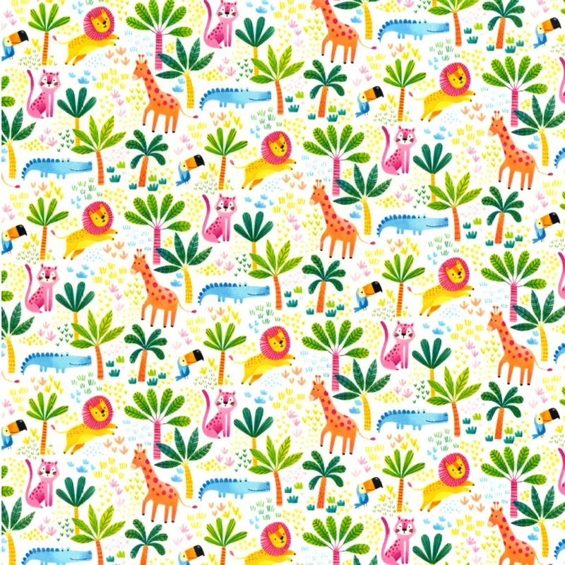 Image of Wilde Animal Rose and Hubble Cotton Poplin Fabric Multi 112cm