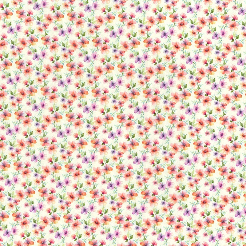 Image of Ditsy Floral Rose and Hubble Cotton Poplin Fabric Blue 112cm