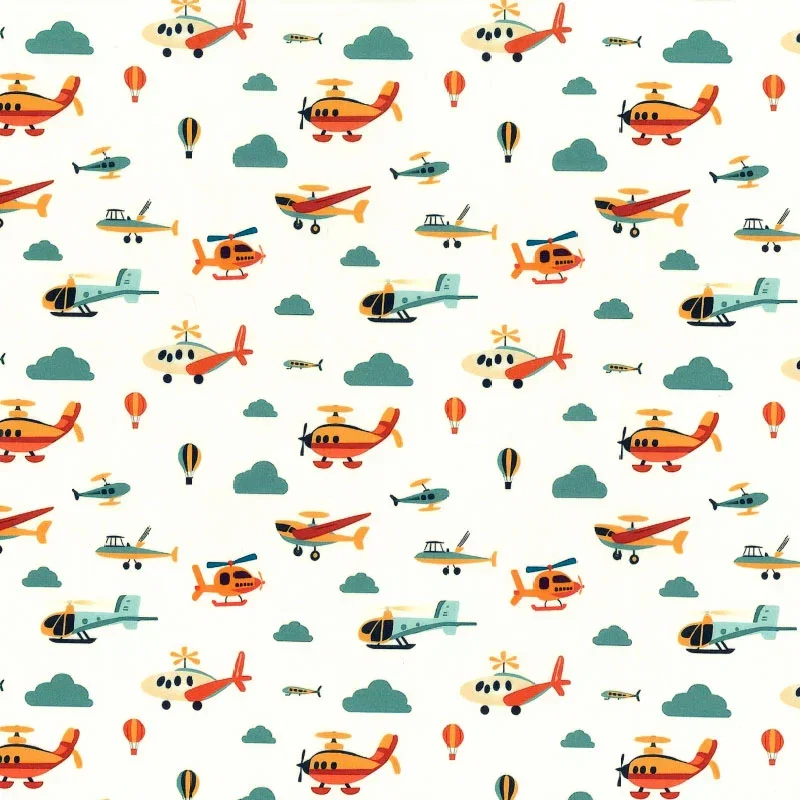 Image of Air Craft Rose and Hubble Cotton Poplin Fabric Cream 112cm