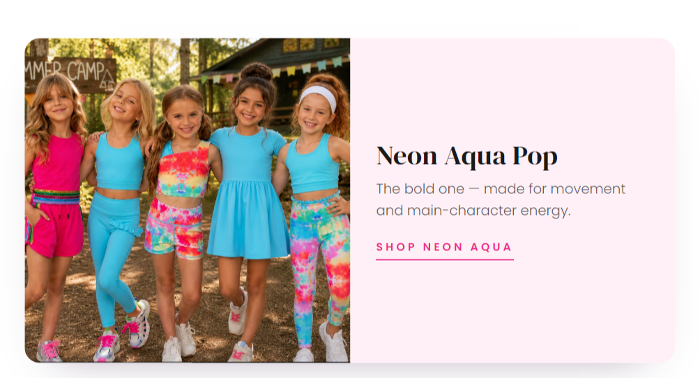 Neon Aqua Pop High-contrast aqua and neon pink that turns heads on the trail. The bold one — made for movement and main-character energy.  Shop Neon Aqua