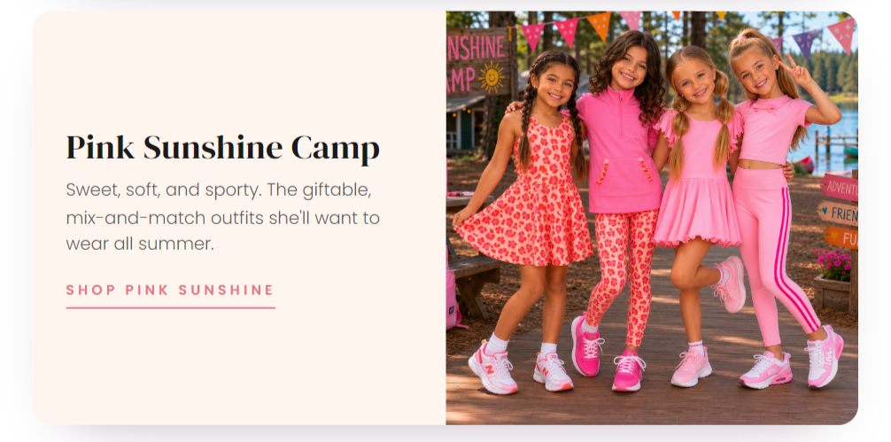 Pink Sunshine Camp Sweet, soft, and sporty. The giftable, matching-with-your-bestie story for friendship bracelets and warm-daylight smiles.  Shop Pink Sunshine