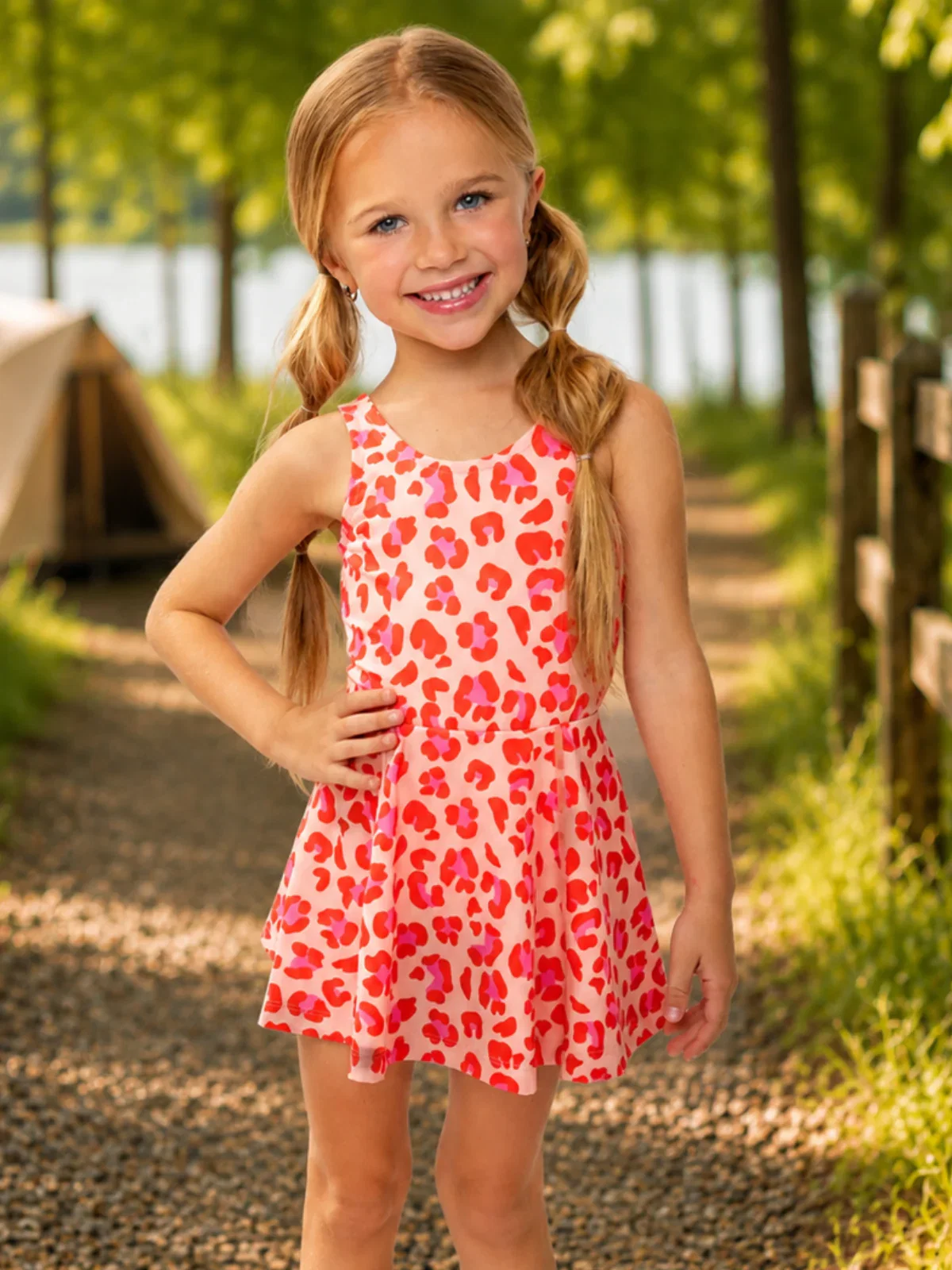 Image of Girls Pink Leopard Active Dress